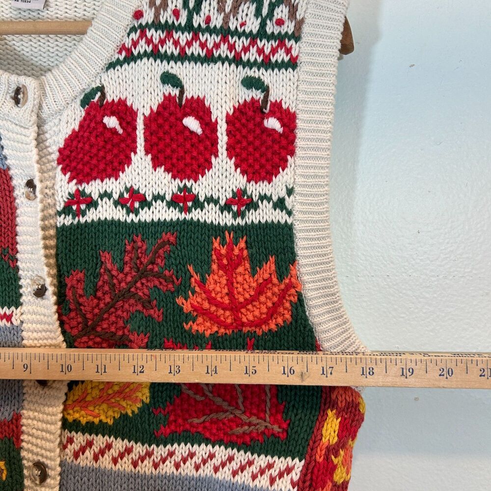 Orvis Harvest Fall Pumpkin Holiday Sweater Vest Cotton Size Medium - Picture 12 of 13